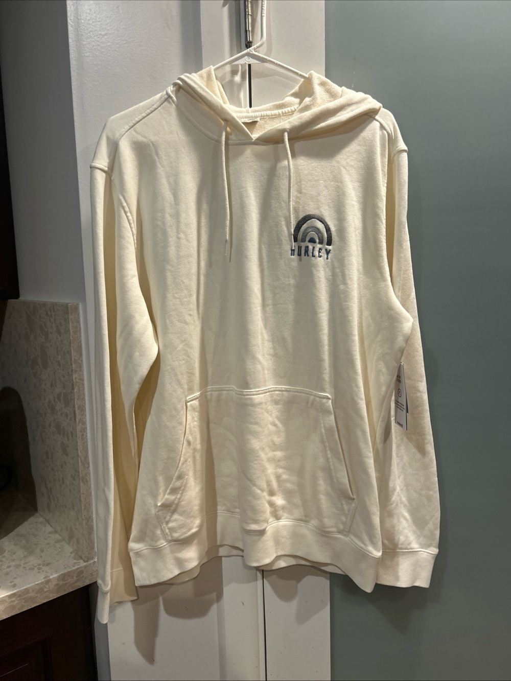 Hurley Naturals Mens Hoodie Barely Bone Cream Graphic Pullover Medium